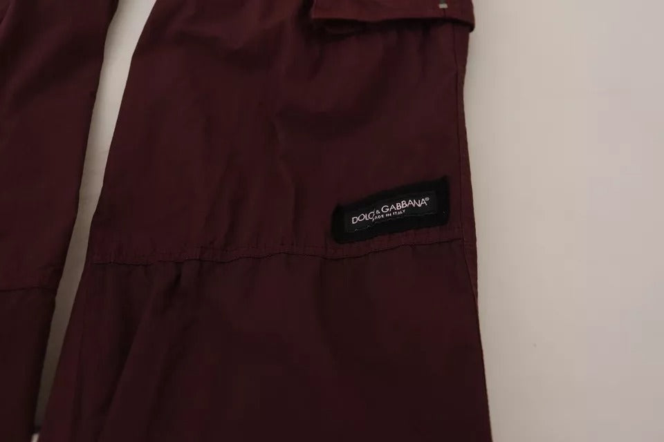 Pantalón cargo jogger de algodón burdeos