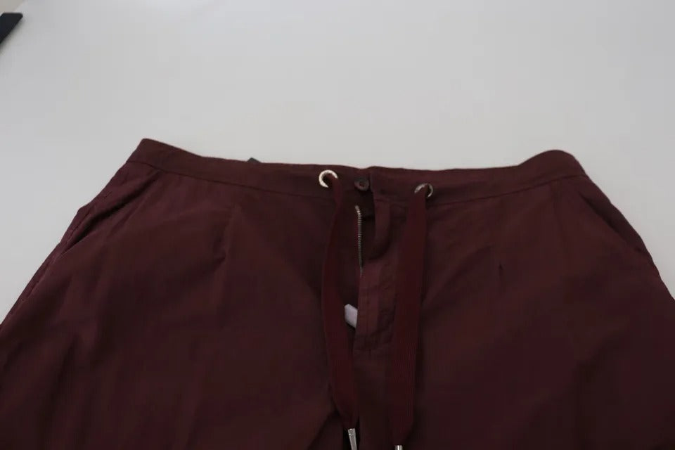 Pantalón cargo jogger de algodón burdeos