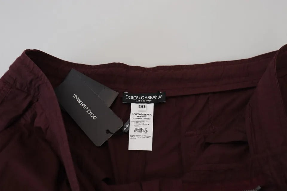 Pantalón cargo jogger de algodón burdeos