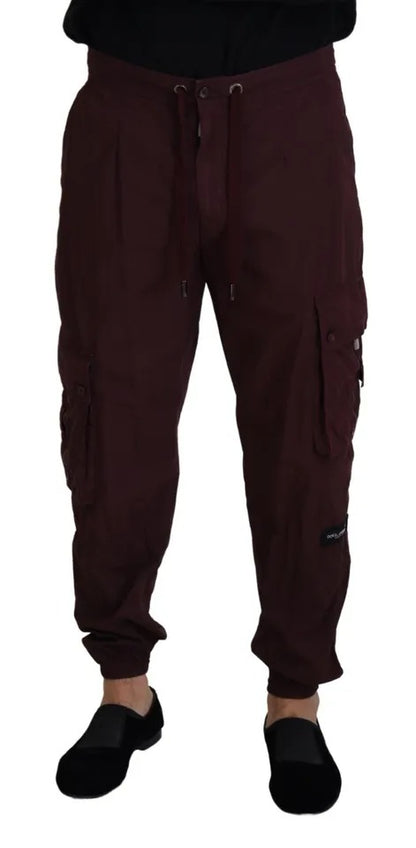 Pantalón cargo jogger de algodón burdeos