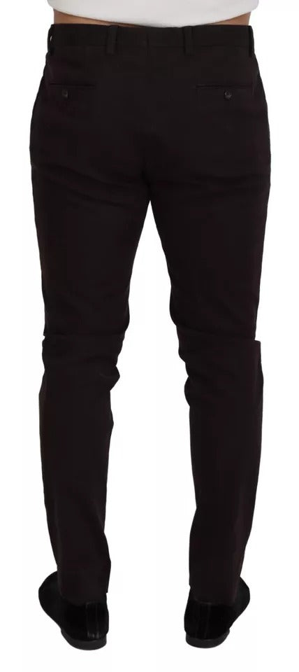 Brown Skinny Men Cotton Stretch Pants