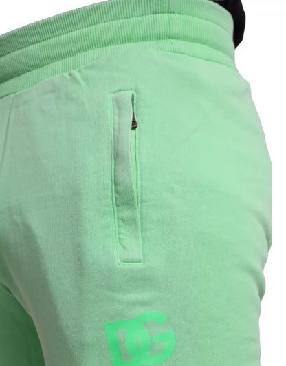 Pantalones deportivos elásticos de algodón verde neón