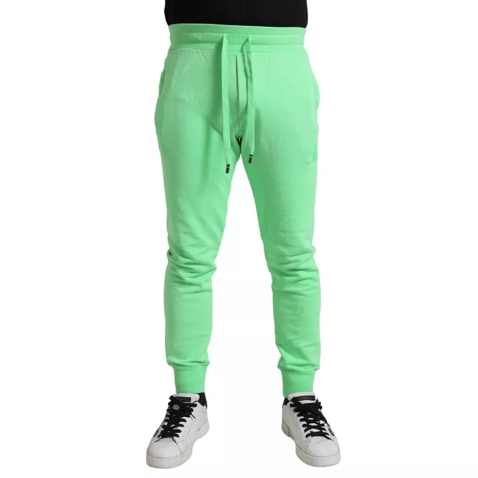 Pantalones deportivos elásticos de algodón verde neón