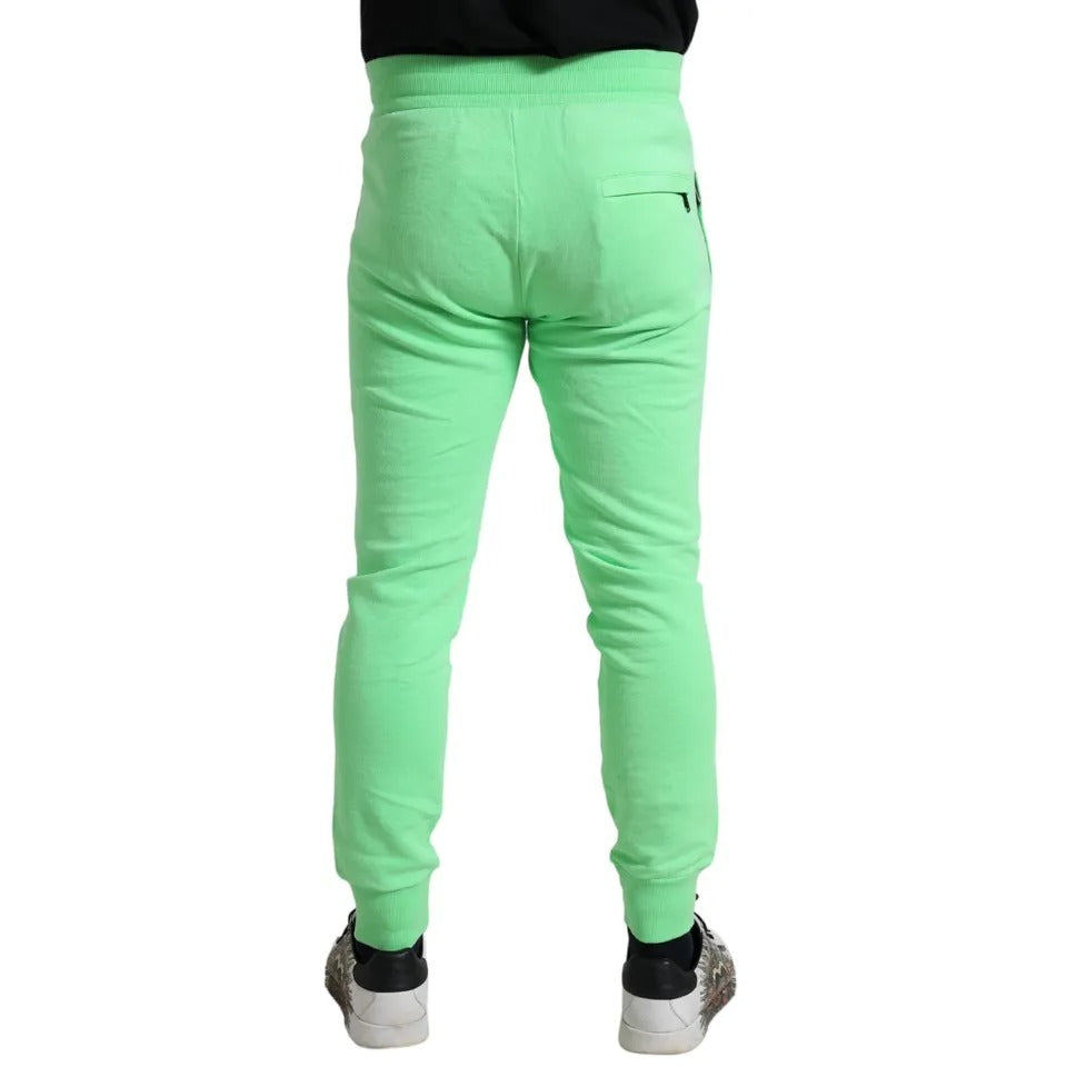 Pantalones deportivos elásticos de algodón verde neón