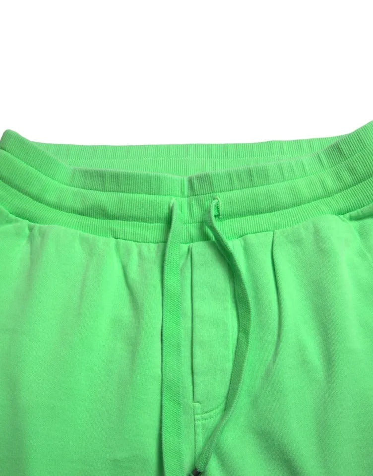 Pantalones deportivos elásticos de algodón verde neón