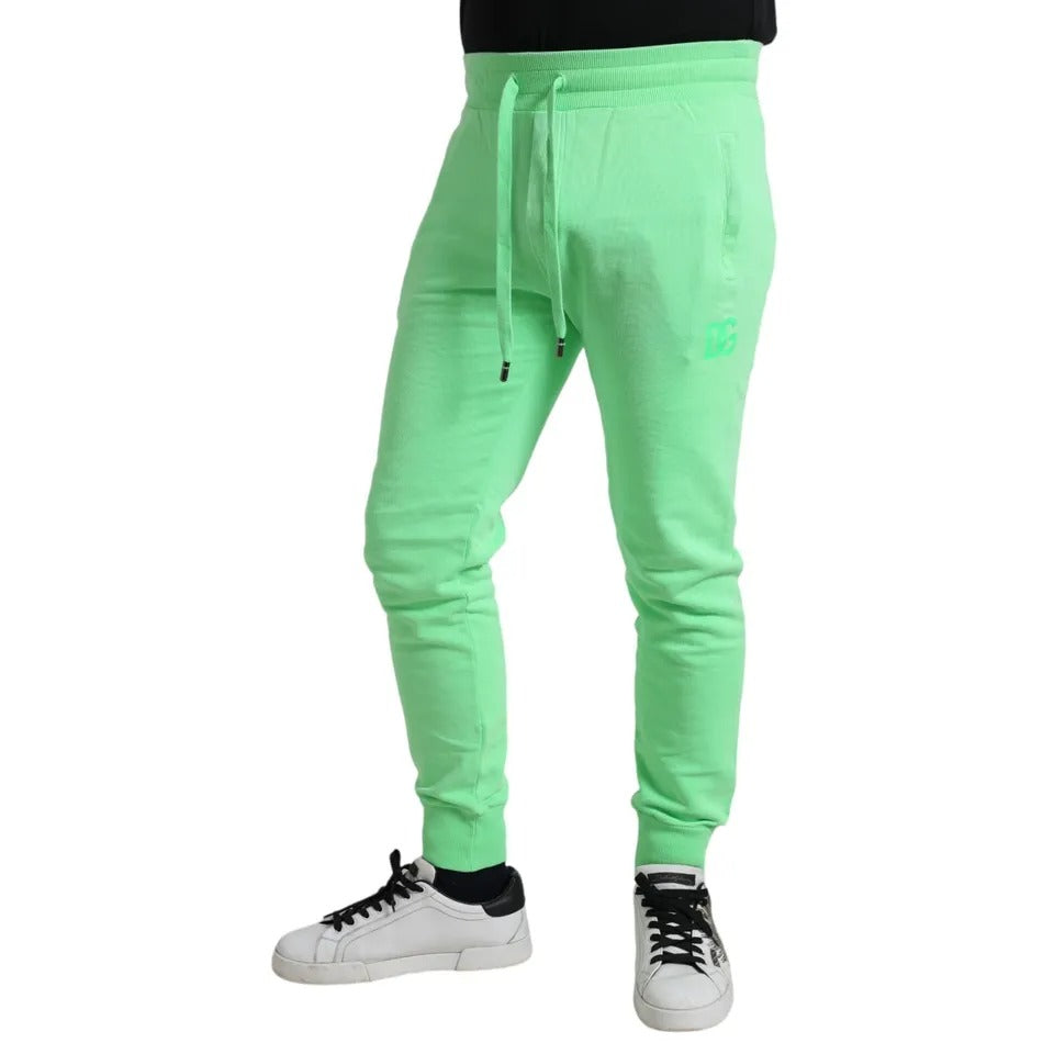 Pantalones deportivos elásticos de algodón verde neón