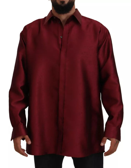 Bordeaux Cotton Long Sleeve Men Formal Shirt