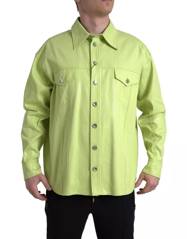 Green Cotton Collared Casual Button Down Shirt