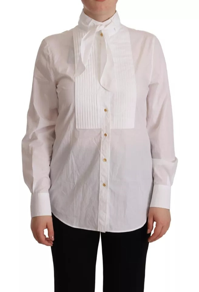 Camisa formal de manga larga con cuello de algodón blanco