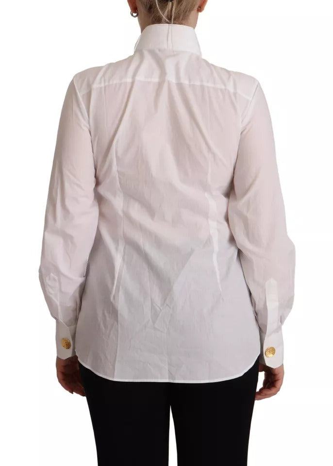 Camisa formal de manga larga con cuello de algodón blanco