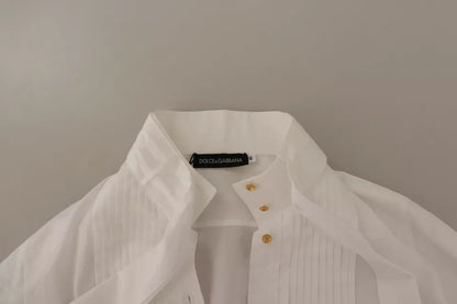 Camisa formal de manga larga con cuello de algodón blanco