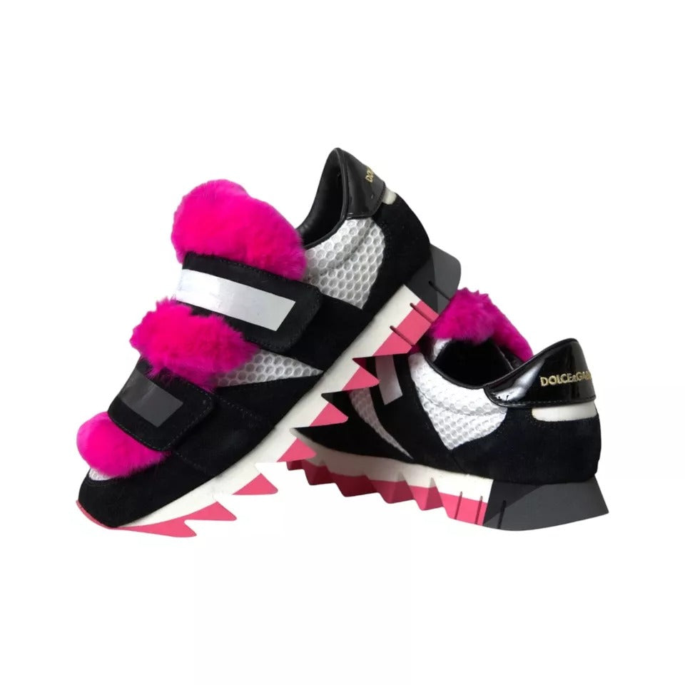 Zapatillas deportivas elásticas de neopreno con diseño de tiburón en color negro y rosa