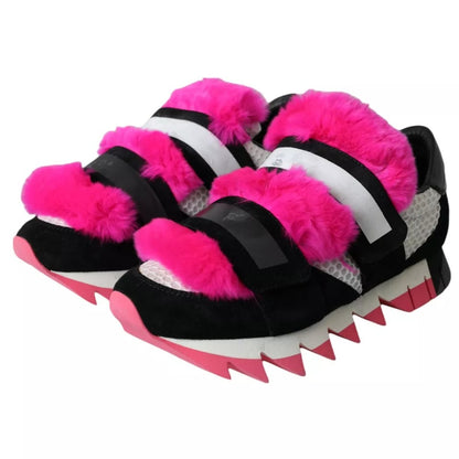 Zapatillas deportivas elásticas de neopreno con diseño de tiburón en color negro y rosa