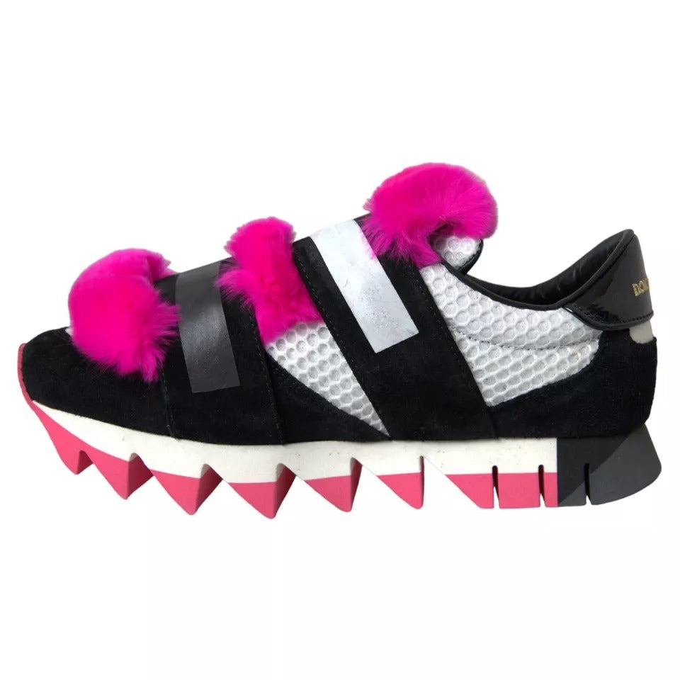 Zapatillas deportivas elásticas de neopreno con diseño de tiburón en color negro y rosa