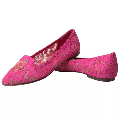 Pink Taormina Lace Slip On Flats Shoes