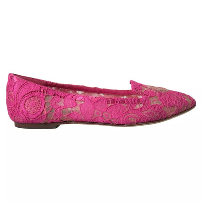 Pink Taormina Lace Slip On Flats Shoes