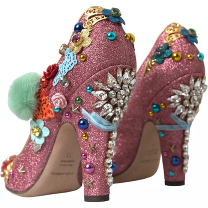 Zapatos Mary Jane de piel con adornos rosas