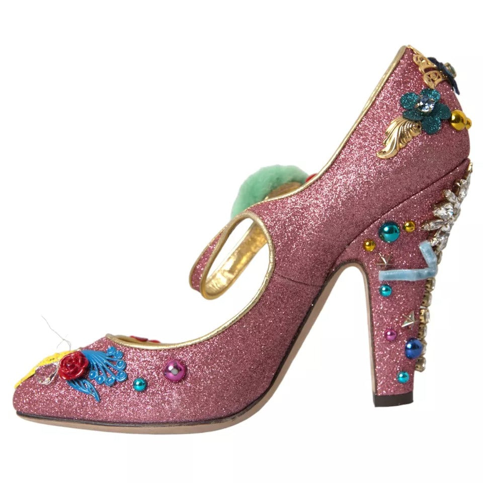 Zapatos Mary Jane de piel con adornos rosas