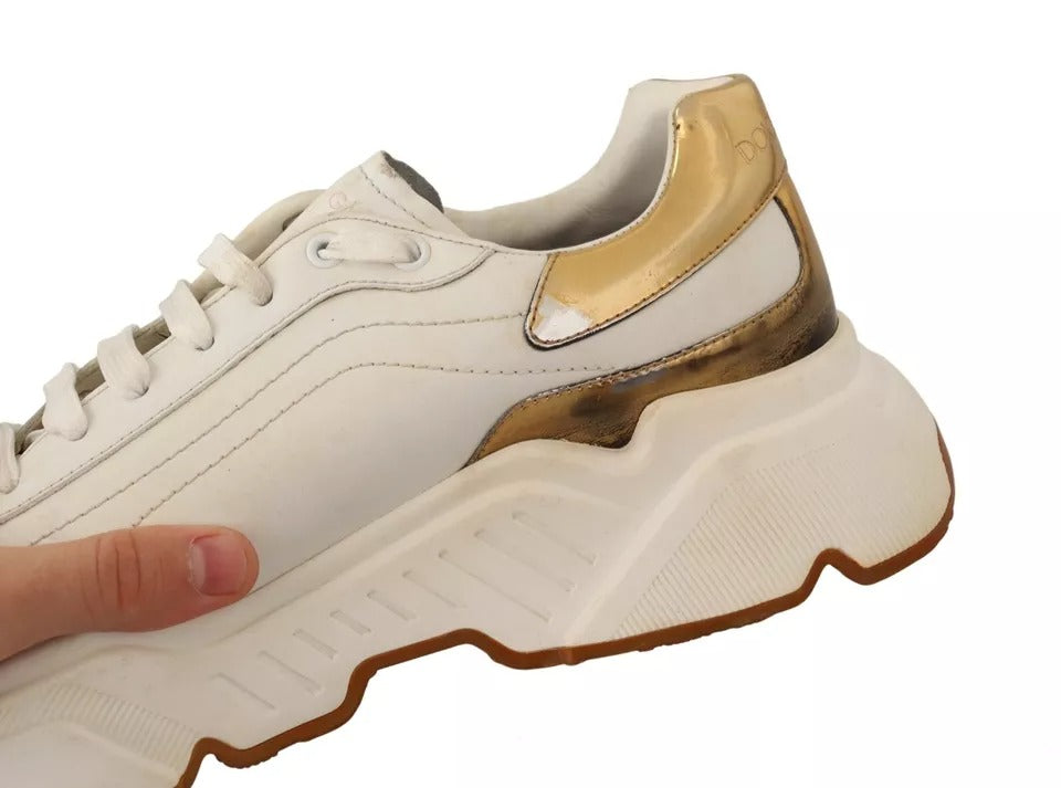 White Gold Leather Sport DAYMASTER Sneakers Shoes