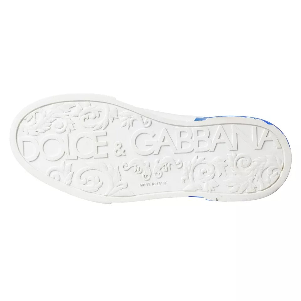 Zapatillas deportivas bajas con logo de cuero azul y blanco