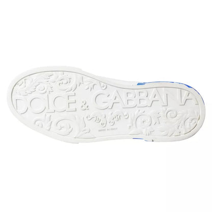 Zapatillas deportivas bajas con logo de cuero azul y blanco