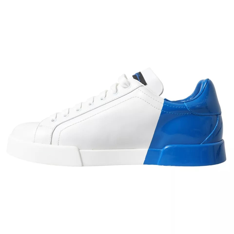 Zapatillas deportivas bajas con logo de cuero azul y blanco