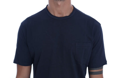 Camiseta elegante de algodón azul con cuello redondo