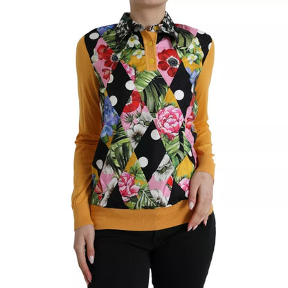 Multicolor Patchwork Cashmere Henley Sweater