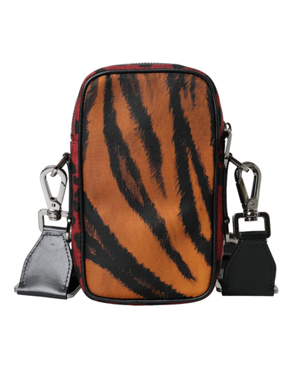 Multicolor Tiger Print Nylon Logo Cross Body Bag