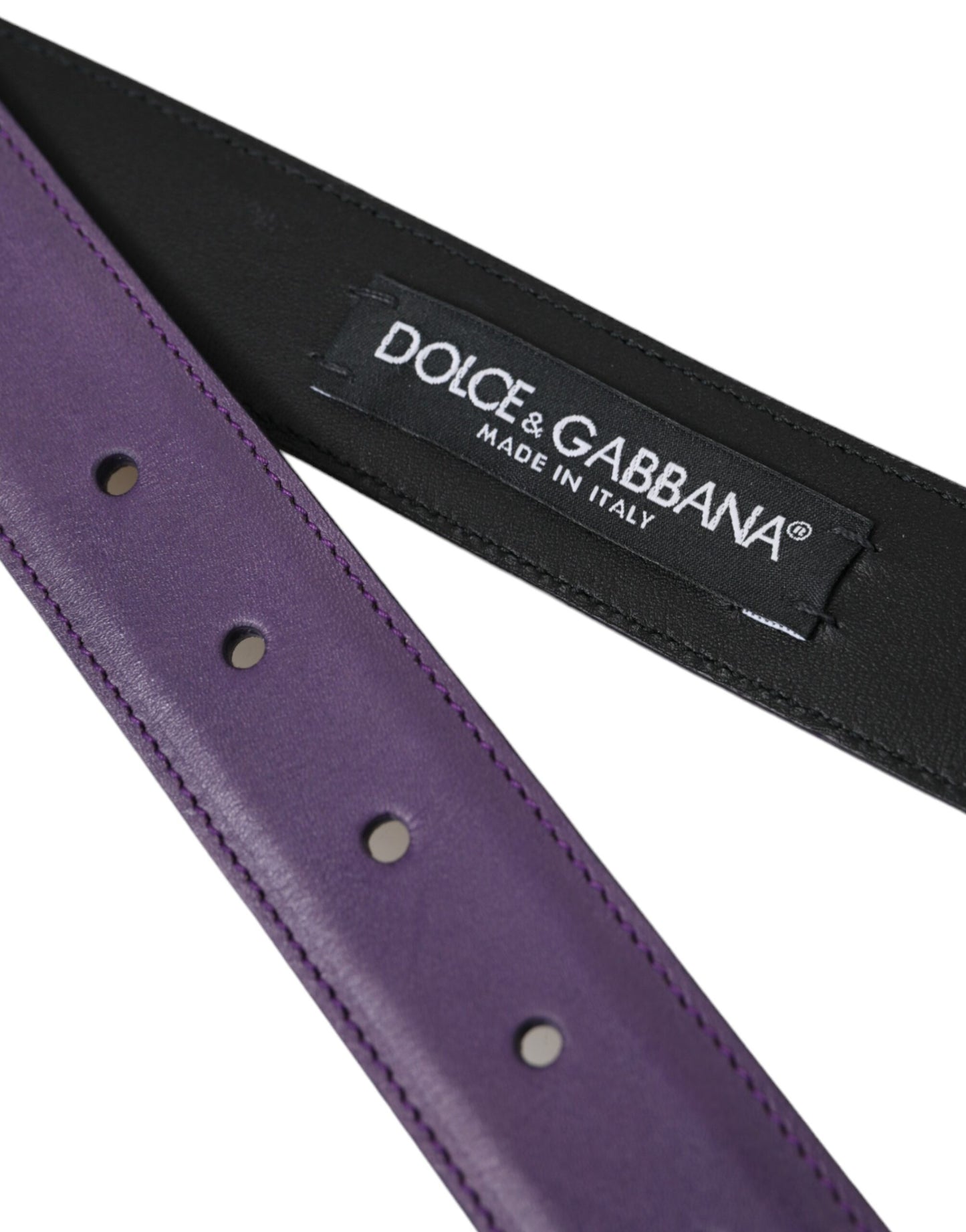 Purple Leather Gold Metal Buckle Belt Men