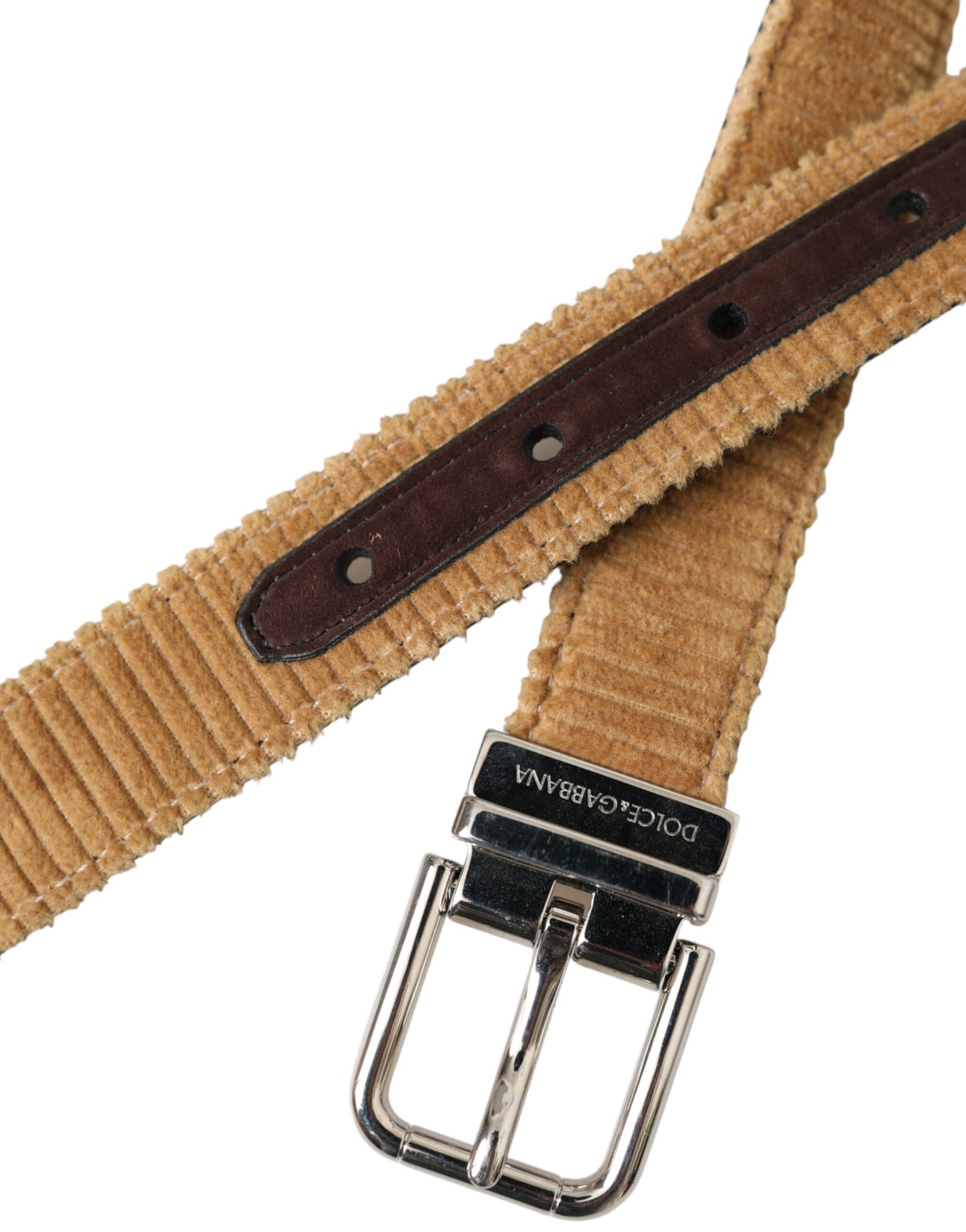 Brown Velvet Silver Metal Buckle Belt Men