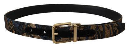 Multicolor Jacquard Leather Logo Buckle Belt