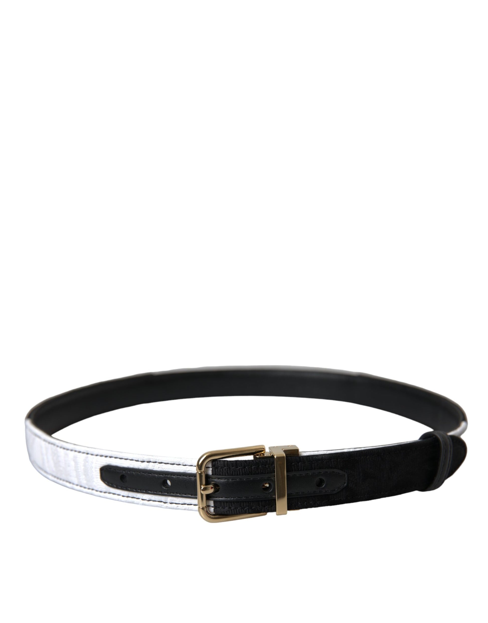 Black White Patchwork Gold Metal Buckle Belt