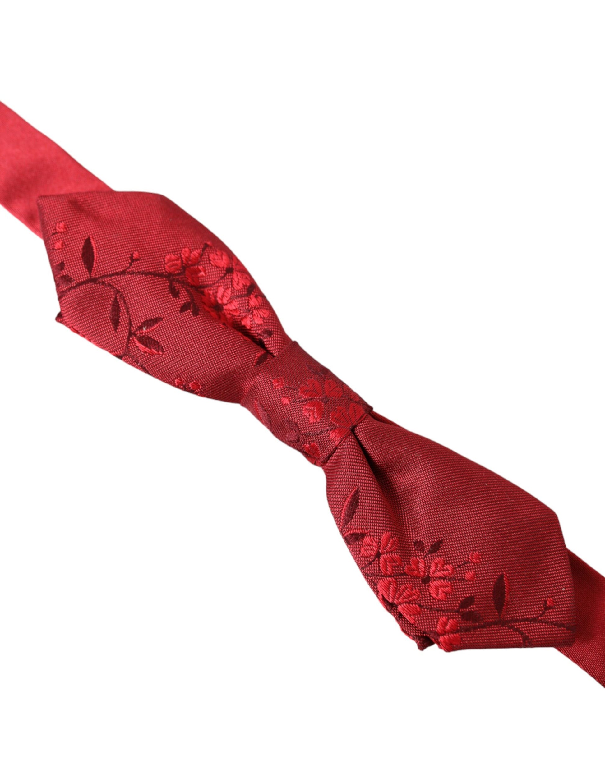 Red Brocade Silk Adjustable Neck Men Bow Tie