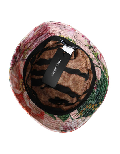 Sombrero de pescador con estampado floral multicolor de jacquard para hombre