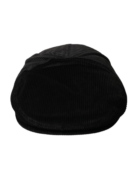 Gorra de pana negra con corona para hombre