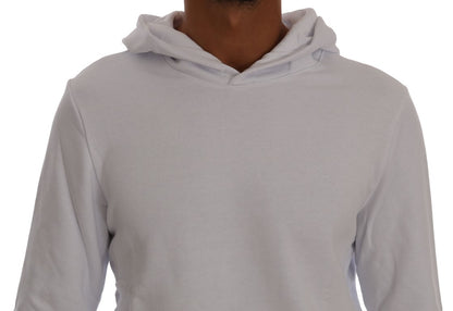 Elegant White Cotton Hooded Sweater