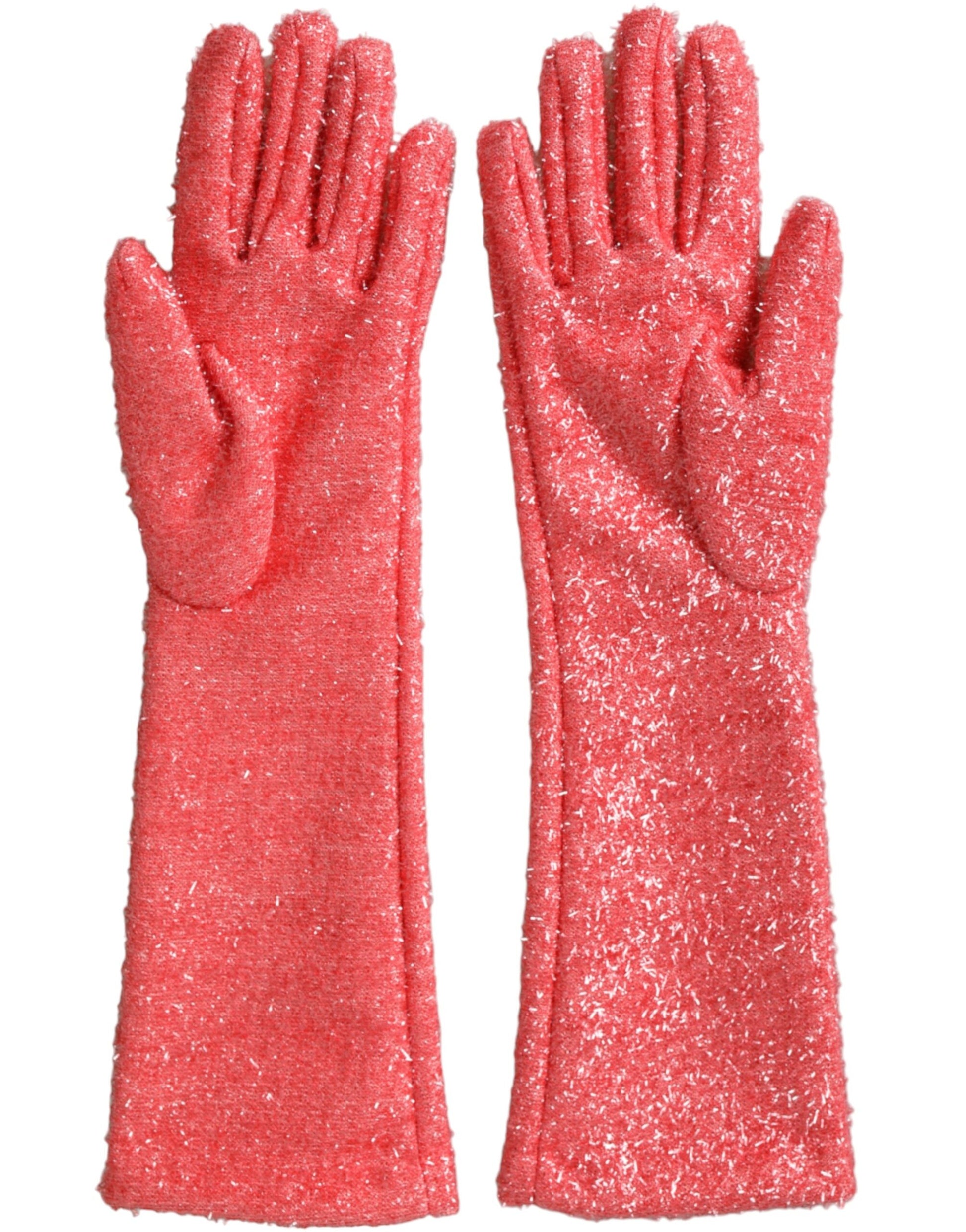 Guantes de longitud media con diseño de fantasía de lúrex rosa