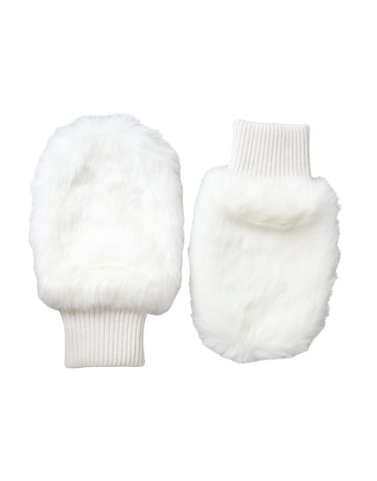 Guantes de muñeca de piel de punto acrílico blanco