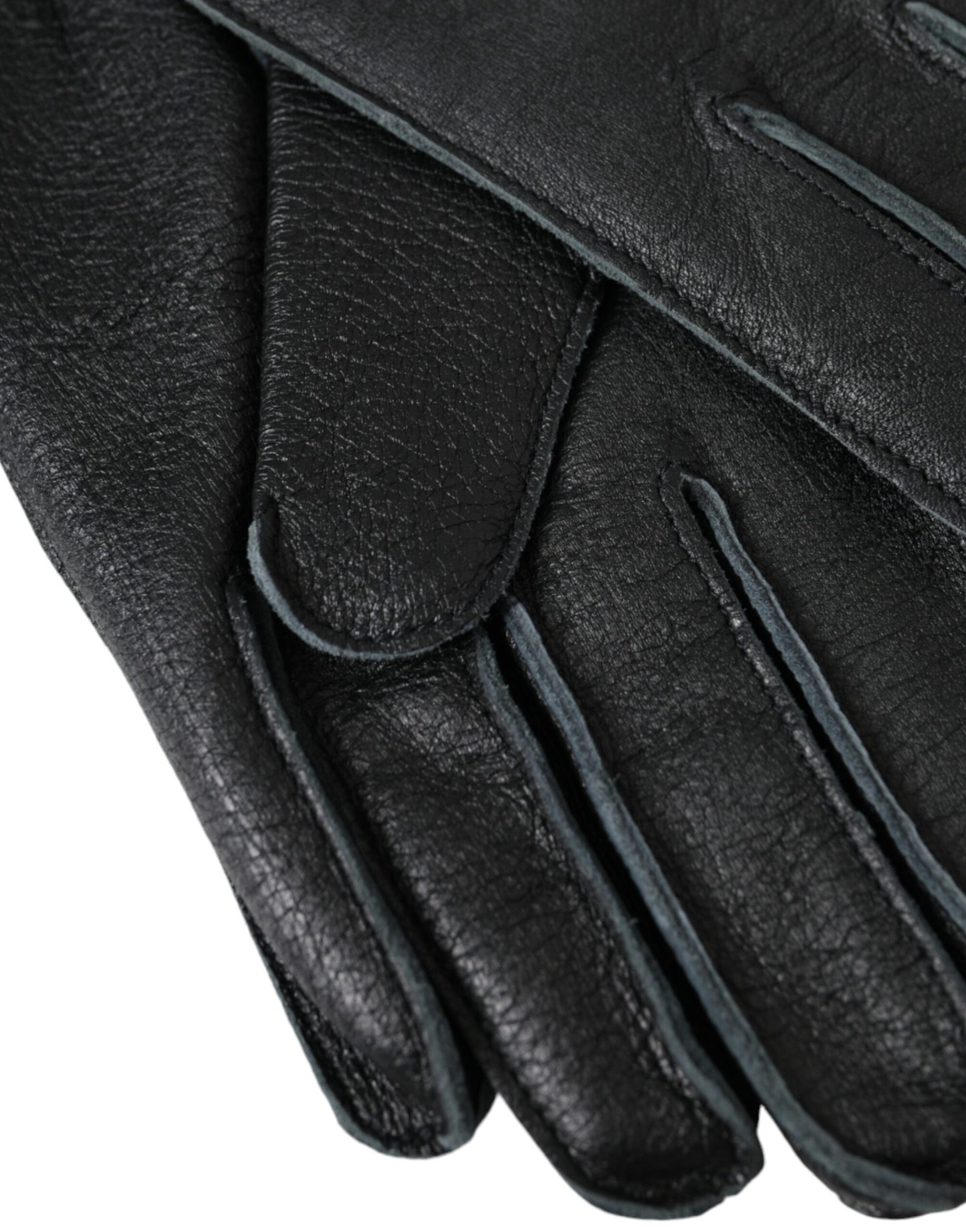 Black Deer Leather Wrist Length Gloves