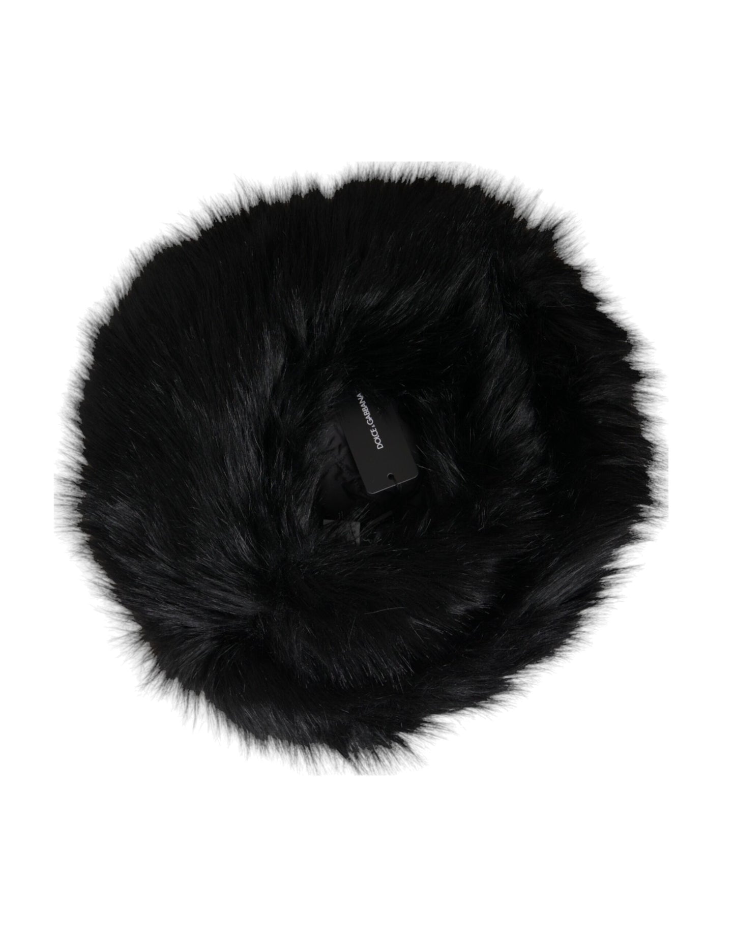 Gorro negro de piel sintética para mujer