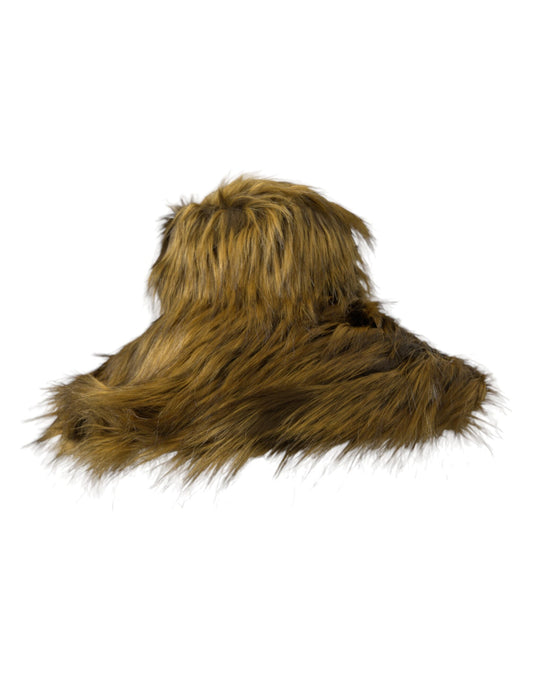 Gorro marrón de piel sintética modacrílica