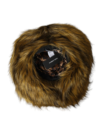 Gorro marrón de piel sintética modacrílica