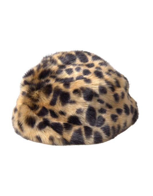 Gorro de piel de leopardo marrón para mujer