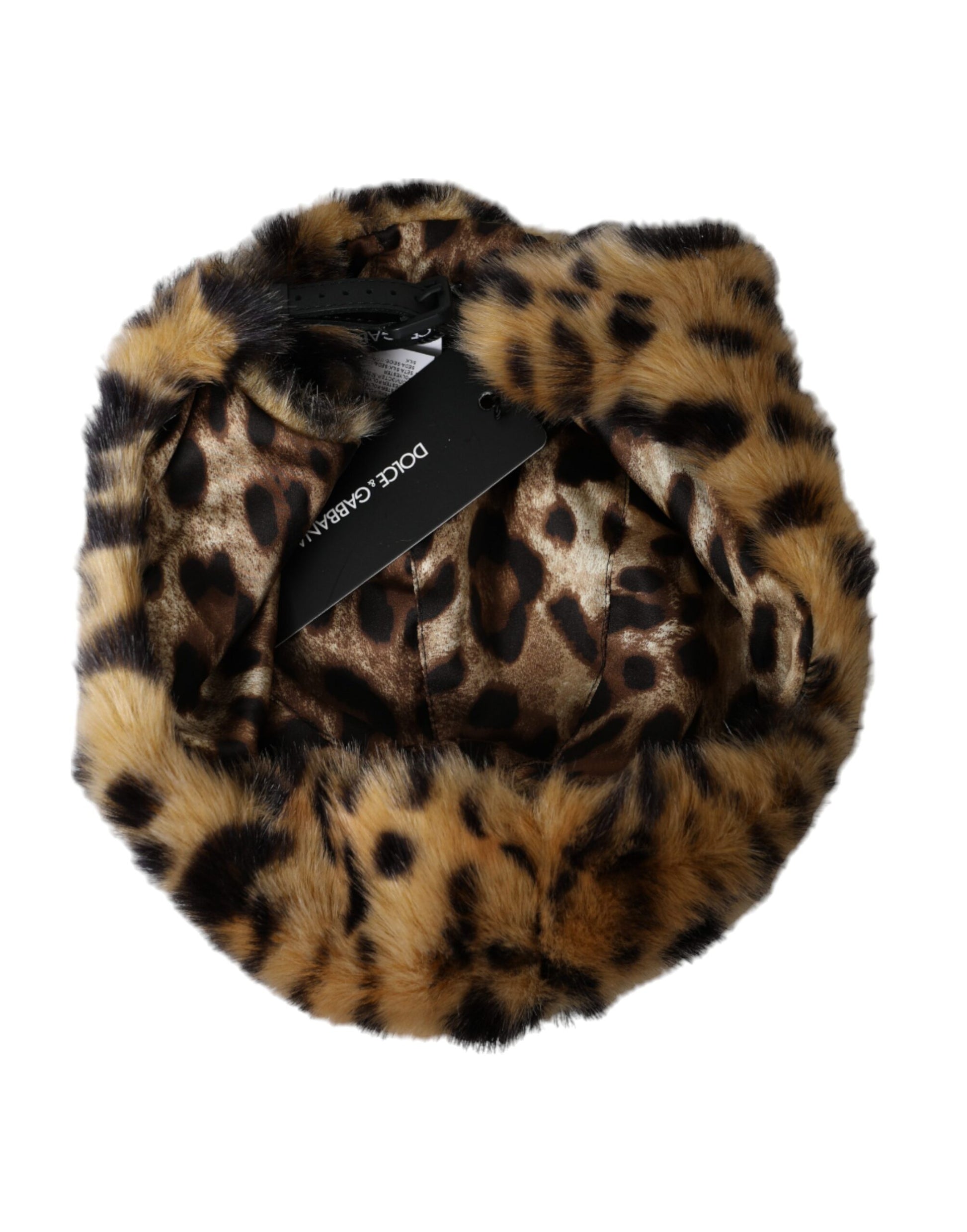 Gorro de piel de leopardo marrón para mujer