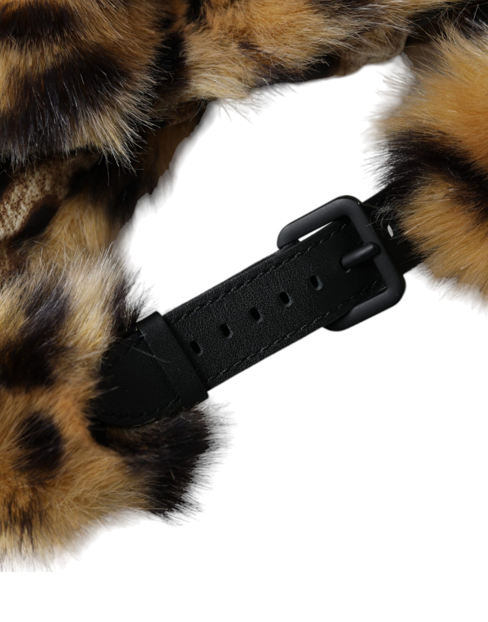 Gorro de piel de leopardo marrón para mujer