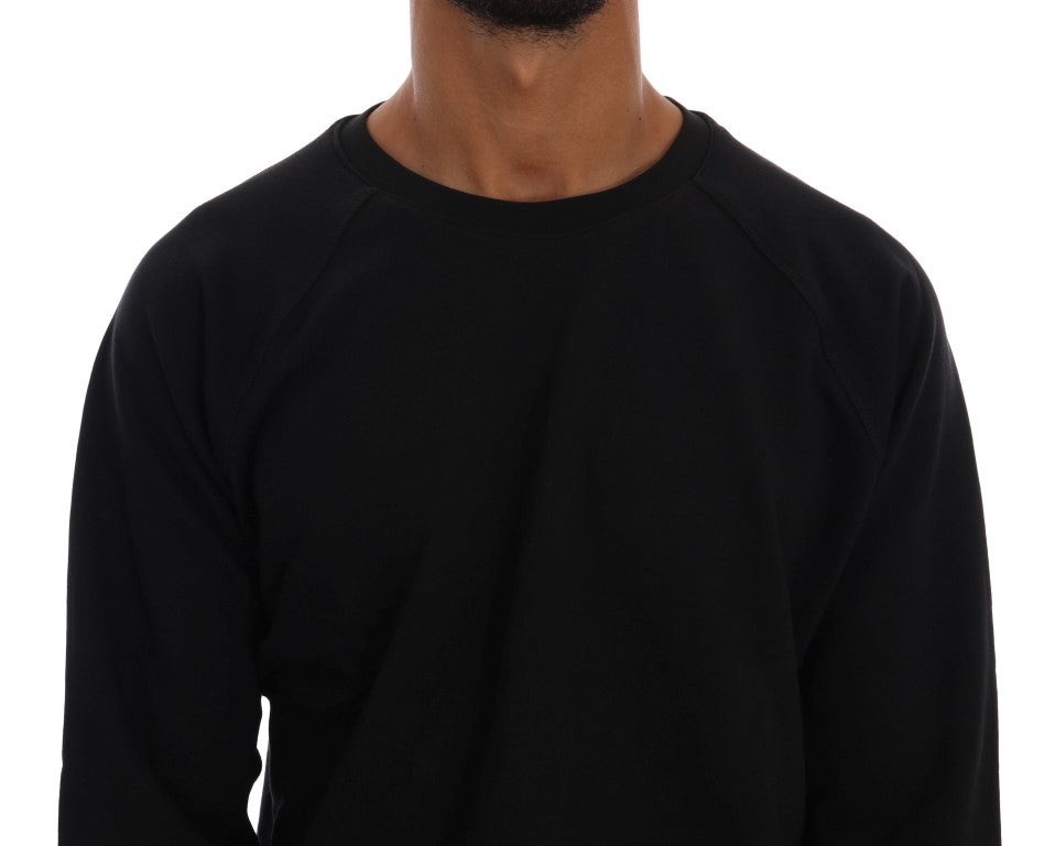 Elegant Black Cotton Crewneck Sweater