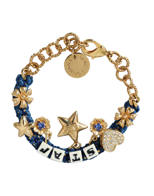 Pulsera de moda con cadena de latón en tono dorado y estrella