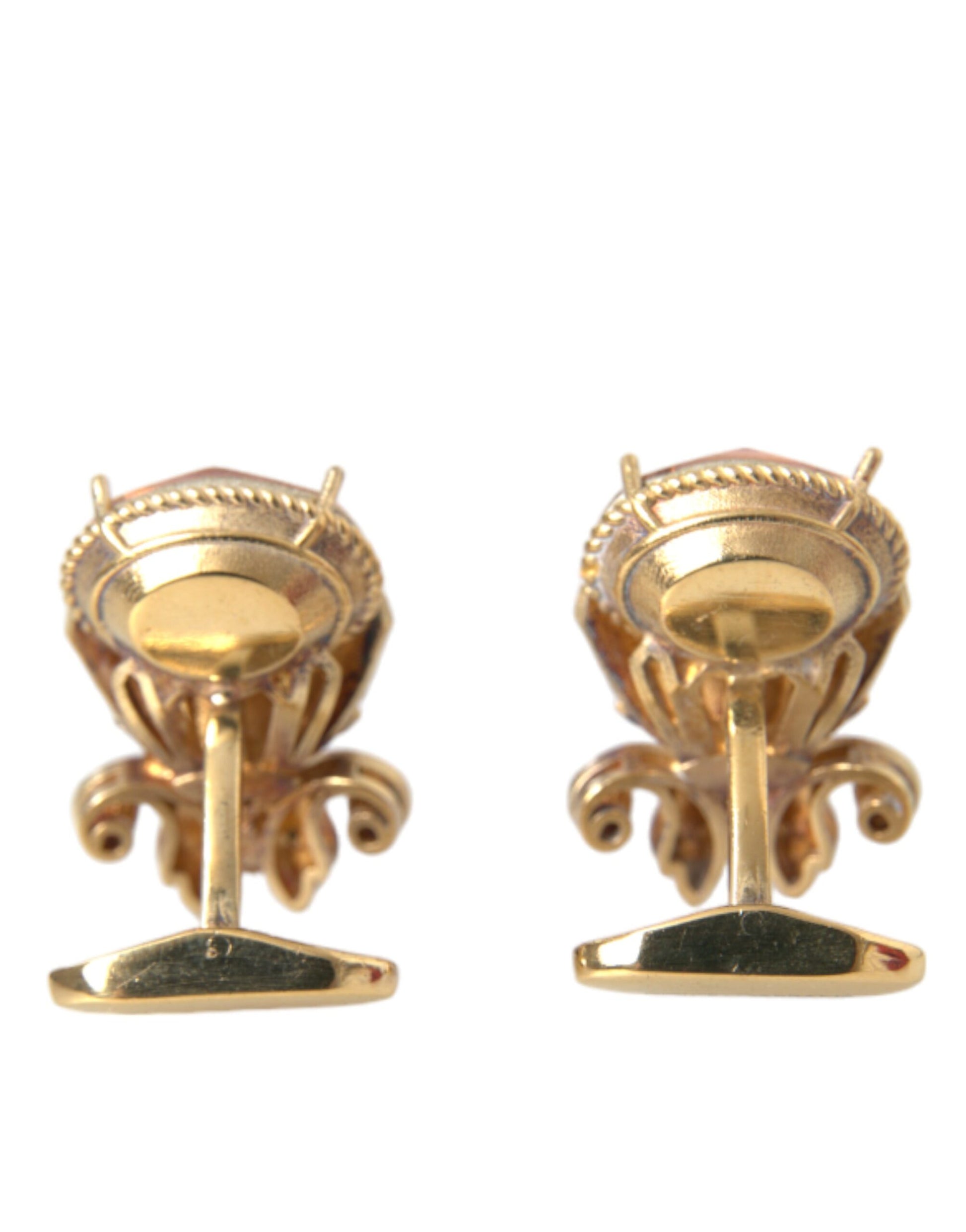 Gold Tone 925 Sterling Silver Crystal Cufflink