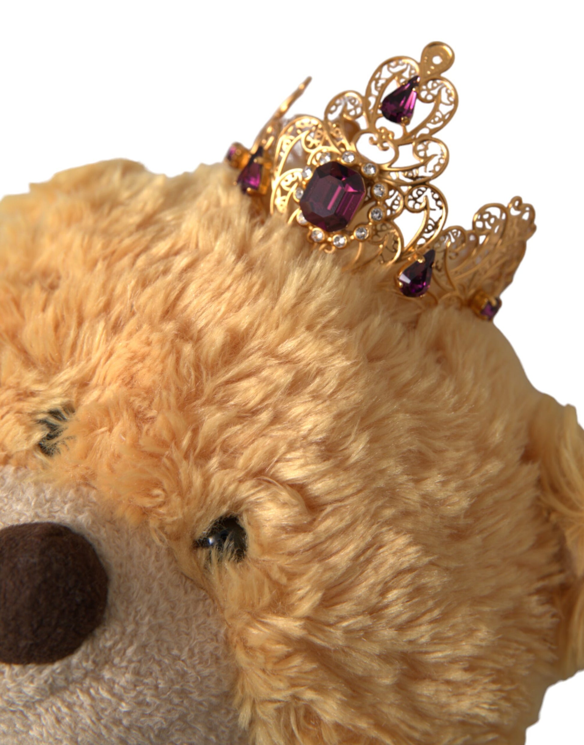 Brown Teddy Bear Gold Crystal Crown Hair Band Diadem